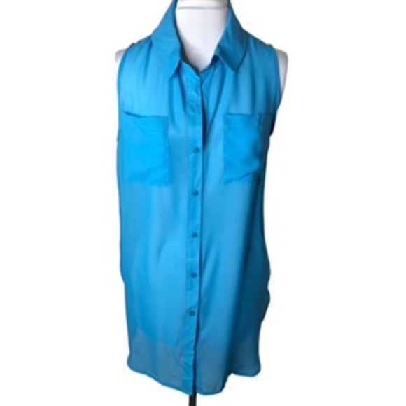 NWT Liberty Love Sleeveless Sheer Button Down Coverup/Tunic/Dress Size L - Picture 2 of 9